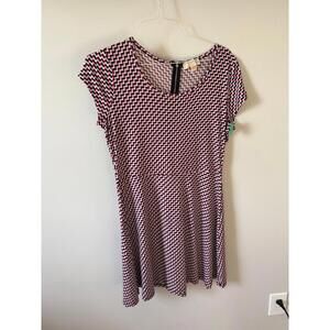 New Michael Kors Geometric Pattern Short Sleeve Dress with Back Zipper Large